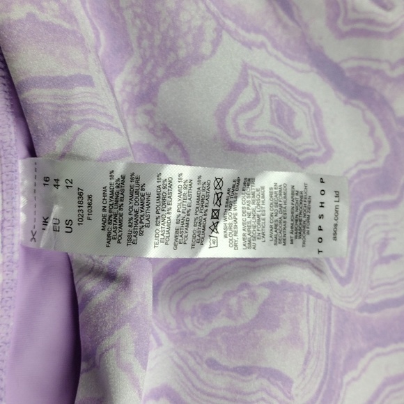 Topshop Purple Marbled High Waist Bikini Bottoms Size 12 NWT - Picture 12 of 12
